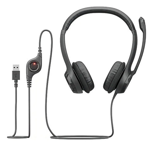 5 Pack Audífonos Logitech H390 Control De Volumen Usb, Negro