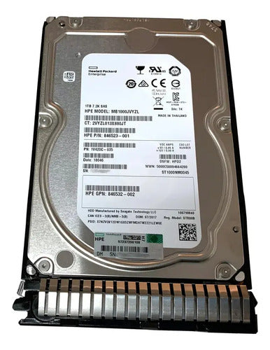 Hdd Hp 1tb Modelo 846524-b21 Para Servidores Gris