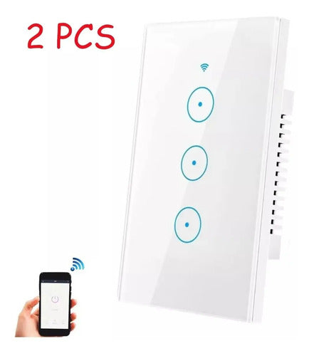 2pcs Interruptor  De Pared Inteligente Wifi (3 Vía Neutro)